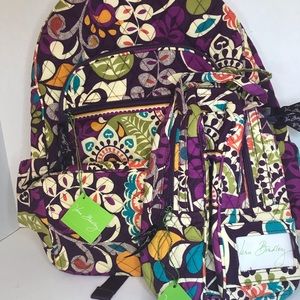 NWT Vera Bradley Plum Crazy Backpack w/ Lunchkit